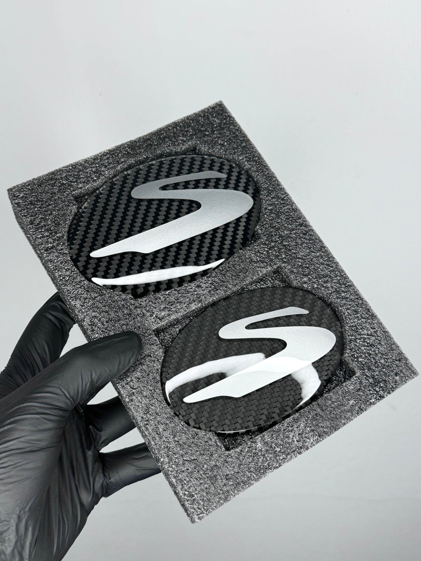 Supra "S" Silver Dry Carbon Emblem