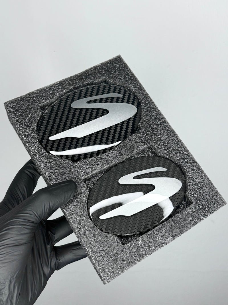 Supra "S" Silver Dry Carbon Emblem