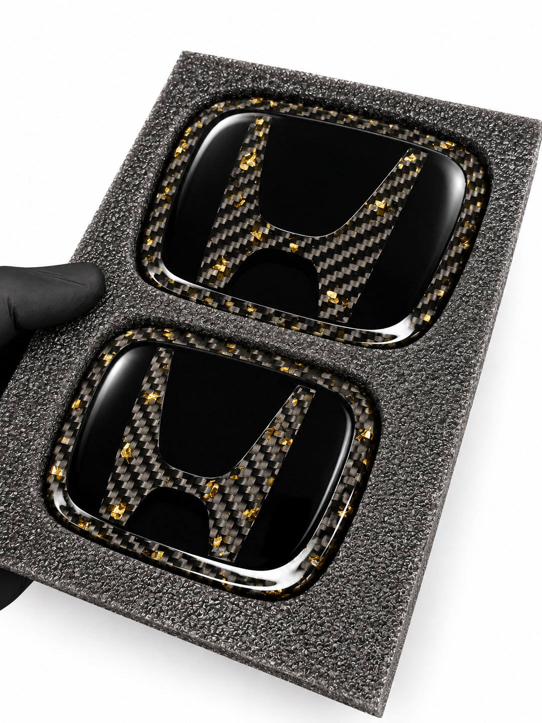 (Custom) Black+Gold Flakes Honda Dry Carbon Emblem